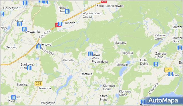 mapa Nowa Wieś Przywidzka, Nowa Wieś Przywidzka na mapie Targeo