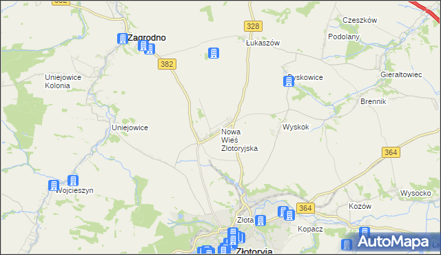 mapa Nowa Wieś Złotoryjska, Nowa Wieś Złotoryjska na mapie Targeo