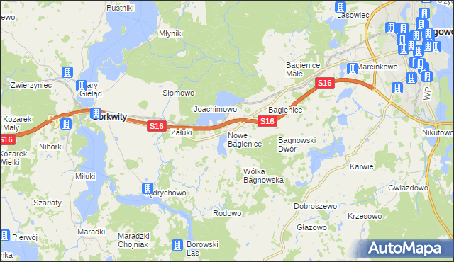 mapa Nowe Bagienice, Nowe Bagienice na mapie Targeo