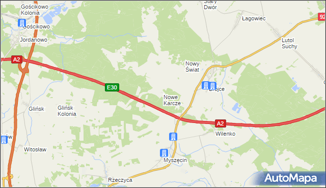 mapa Nowe Karcze, Nowe Karcze na mapie Targeo