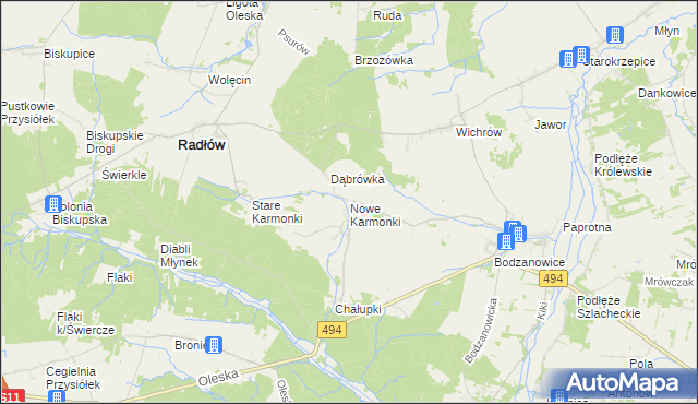 mapa Nowe Karmonki, Nowe Karmonki na mapie Targeo