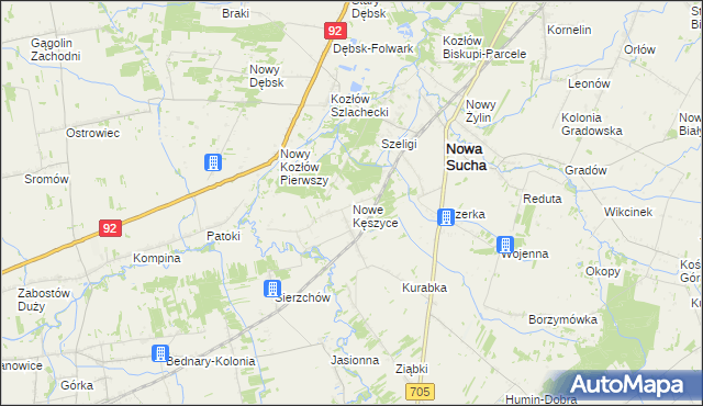 mapa Nowe Kęszyce, Nowe Kęszyce na mapie Targeo