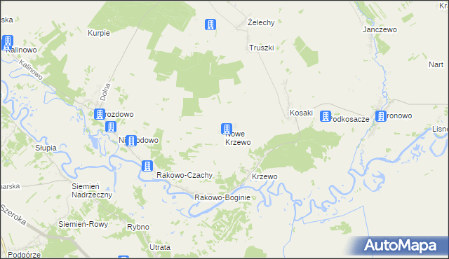 mapa Nowe Krzewo gmina Piątnica, Nowe Krzewo gmina Piątnica na mapie Targeo