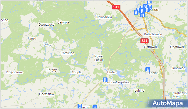 mapa Nowe Łozice, Nowe Łozice na mapie Targeo