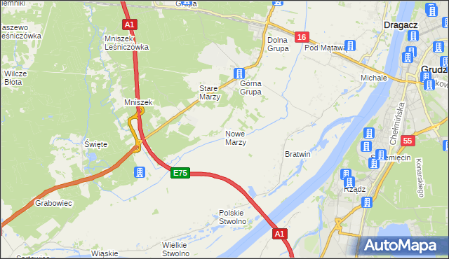 mapa Nowe Marzy, Nowe Marzy na mapie Targeo