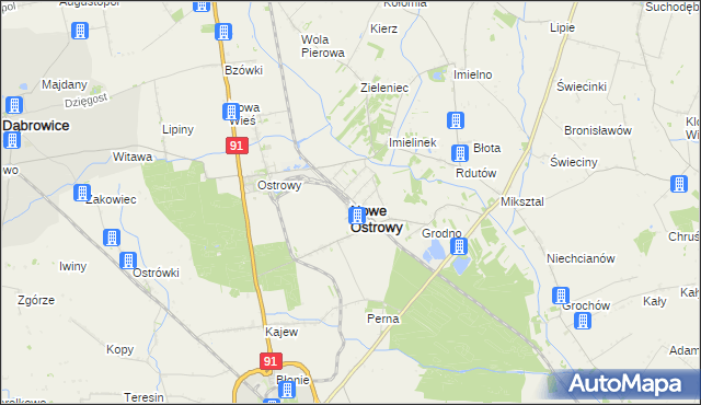 mapa Nowe Ostrowy, Nowe Ostrowy na mapie Targeo