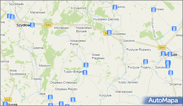 mapa Nowe Piegłowo, Nowe Piegłowo na mapie Targeo