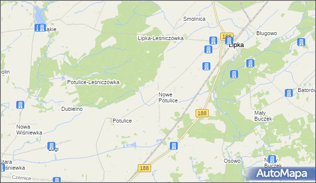 mapa Nowe Potulice, Nowe Potulice na mapie Targeo