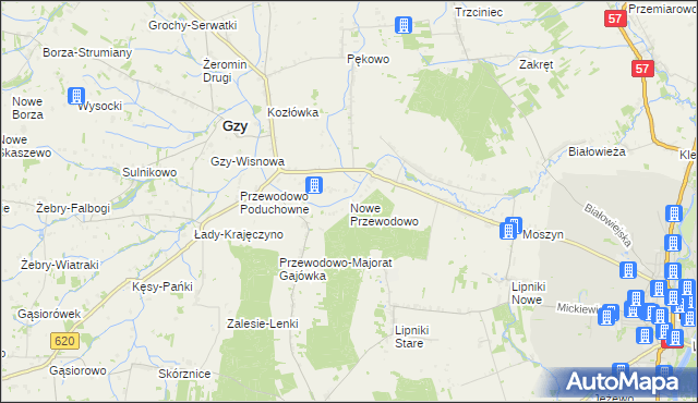 mapa Nowe Przewodowo, Nowe Przewodowo na mapie Targeo