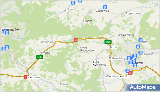 mapa Nowe Rochowice, Nowe Rochowice na mapie Targeo