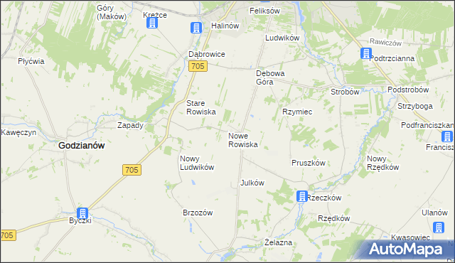 mapa Nowe Rowiska, Nowe Rowiska na mapie Targeo