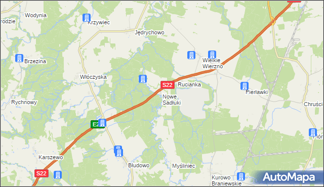 mapa Nowe Sadłuki gmina Młynary, Nowe Sadłuki gmina Młynary na mapie Targeo