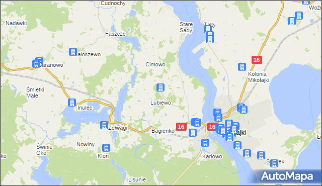 mapa Nowe Sady gmina Mikołajki, Nowe Sady gmina Mikołajki na mapie Targeo