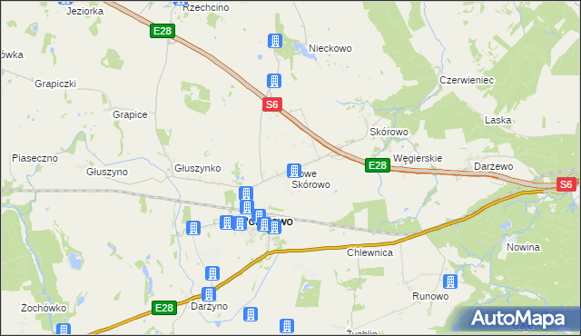 mapa Nowe Skórowo, Nowe Skórowo na mapie Targeo