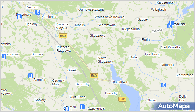 mapa Nowe Skudzawy, Nowe Skudzawy na mapie Targeo