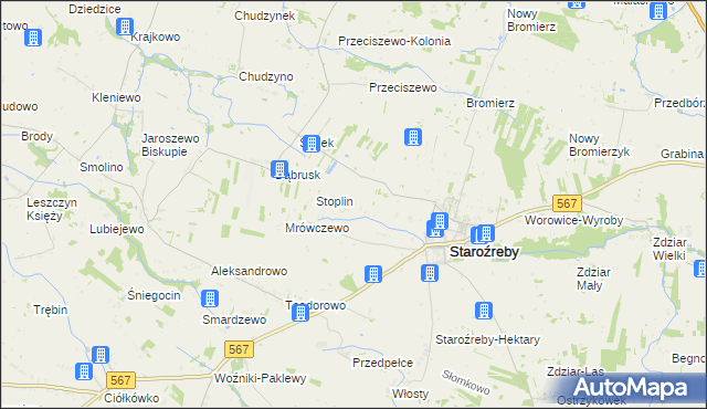 mapa Nowe Staroźreby, Nowe Staroźreby na mapie Targeo