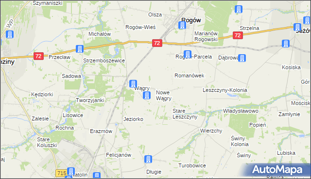 mapa Nowe Wągry, Nowe Wągry na mapie Targeo