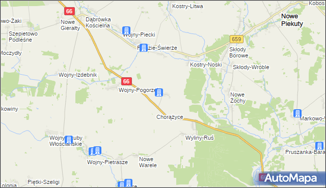 mapa Nowe Zalesie gmina Szepietowo, Nowe Zalesie gmina Szepietowo na mapie Targeo