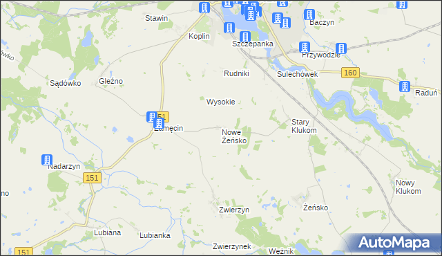 mapa Nowe Żeńsko, Nowe Żeńsko na mapie Targeo