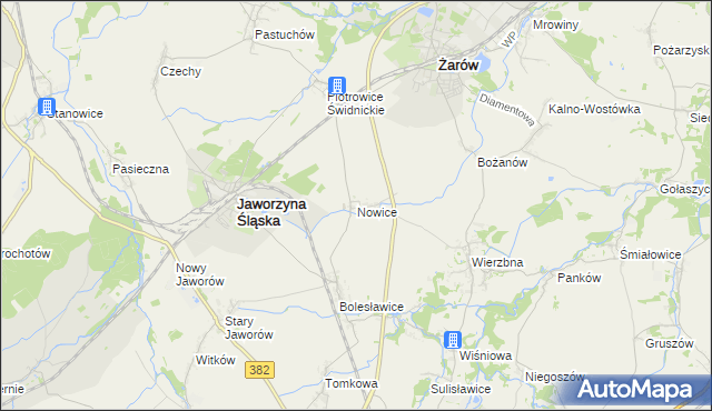 mapa Nowice gmina Jaworzyna Śląska, Nowice gmina Jaworzyna Śląska na mapie Targeo