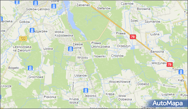 mapa Nowinki gmina Piaseczno, Nowinki gmina Piaseczno na mapie Targeo