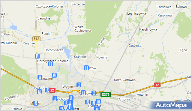 mapa Nowiny gmina Chełm, Nowiny gmina Chełm na mapie Targeo