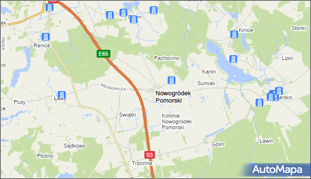 mapa Nowogródek Pomorski, Nowogródek Pomorski na mapie Targeo