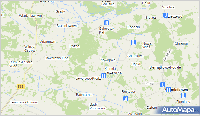 mapa Nowopole gmina Siemiątkowo, Nowopole gmina Siemiątkowo na mapie Targeo