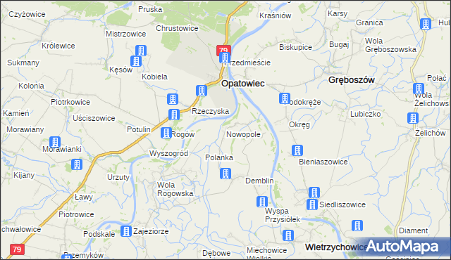 mapa Nowopole gmina Wietrzychowice, Nowopole gmina Wietrzychowice na mapie Targeo