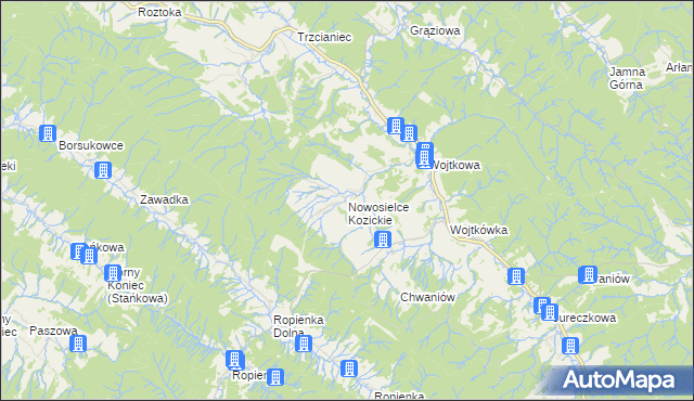 mapa Nowosielce Kozickie, Nowosielce Kozickie na mapie Targeo