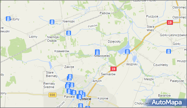 mapa Nowosielec gmina Łosice, Nowosielec gmina Łosice na mapie Targeo