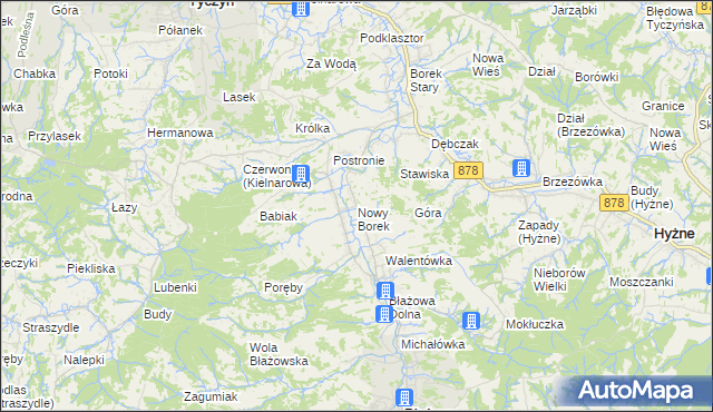 mapa Nowy Borek gmina Błażowa, Nowy Borek gmina Błażowa na mapie Targeo
