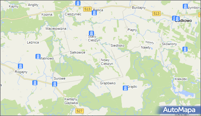 mapa Nowy Cieszyn, Nowy Cieszyn na mapie Targeo
