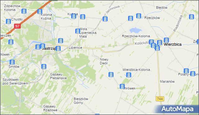 mapa Nowy Dwór gmina Jastrząb, Nowy Dwór gmina Jastrząb na mapie Targeo