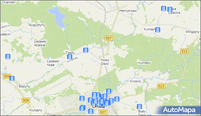 mapa Nowy Dwór gmina Orneta, Nowy Dwór gmina Orneta na mapie Targeo