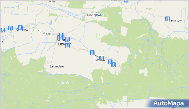 mapa Nowy Dzików, Nowy Dzików na mapie Targeo