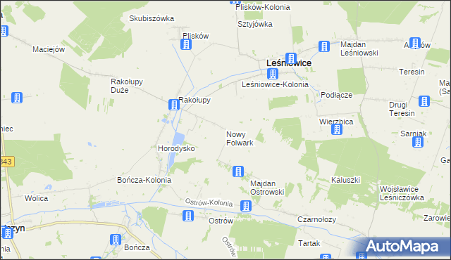 mapa Nowy Folwark gmina Leśniowice, Nowy Folwark gmina Leśniowice na mapie Targeo