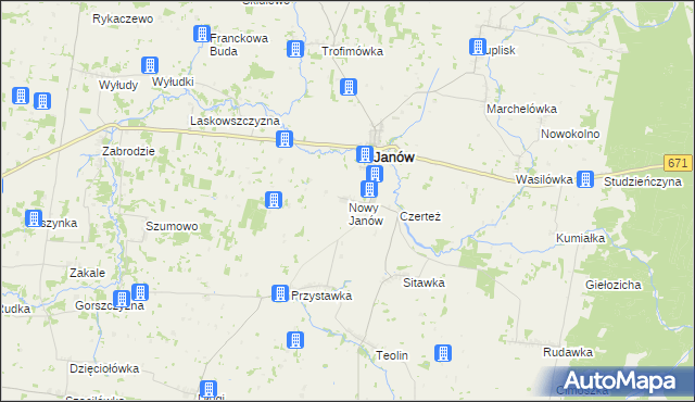 mapa Nowy Janów gmina Janów, Nowy Janów gmina Janów na mapie Targeo