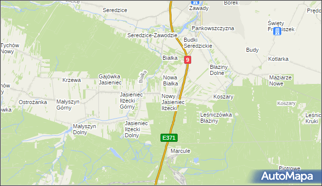 mapa Nowy Jasieniec Iłżecki, Nowy Jasieniec Iłżecki na mapie Targeo