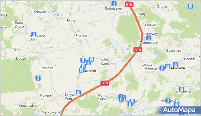 mapa Nowy Kamień gmina Kamień, Nowy Kamień gmina Kamień na mapie Targeo