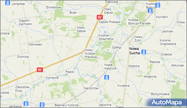 mapa Nowy Kozłów Drugi, Nowy Kozłów Drugi na mapie Targeo