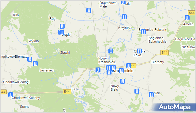 mapa Nowy Krasnosielc, Nowy Krasnosielc na mapie Targeo