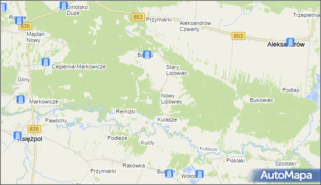 mapa Nowy Lipowiec, Nowy Lipowiec na mapie Targeo