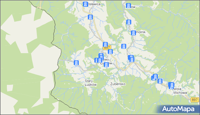 mapa Nowy Łupków, Nowy Łupków na mapie Targeo