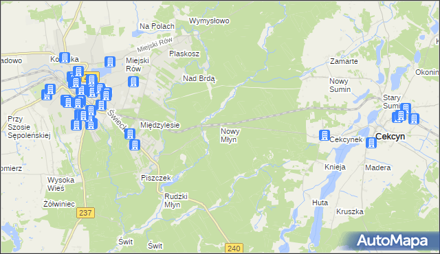 mapa Nowy Młyn gmina Cekcyn, Nowy Młyn gmina Cekcyn na mapie Targeo