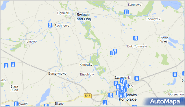 mapa Nowy Młyn gmina Świecie nad Osą, Nowy Młyn gmina Świecie nad Osą na mapie Targeo