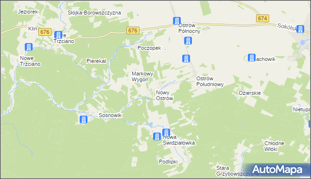 mapa Nowy Ostrów gmina Szudziałowo, Nowy Ostrów gmina Szudziałowo na mapie Targeo