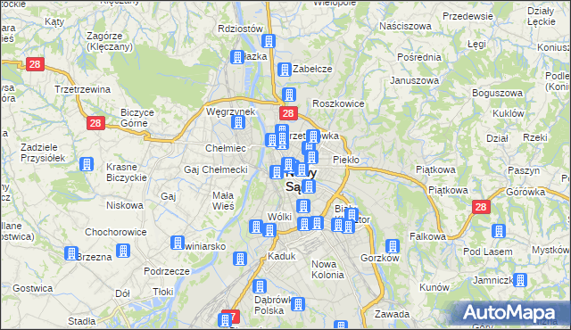 mapa Nowego Sącza, Nowy Sącz na mapie Targeo