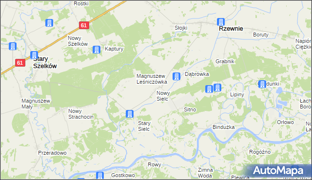 mapa Nowy Sielc gmina Rzewnie, Nowy Sielc gmina Rzewnie na mapie Targeo