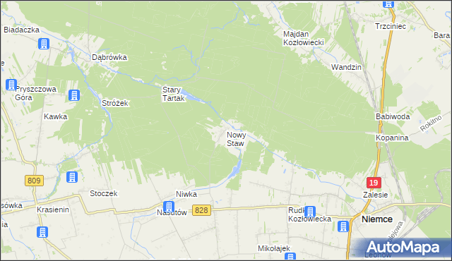 mapa Nowy Staw gmina Niemce, Nowy Staw gmina Niemce na mapie Targeo